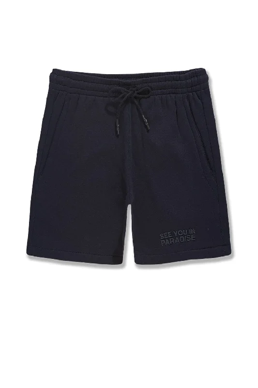 Men's breathable cotton athletic shorts for intense workoutsBig Men's Retro Paradise Tonal Shorts (Navy)