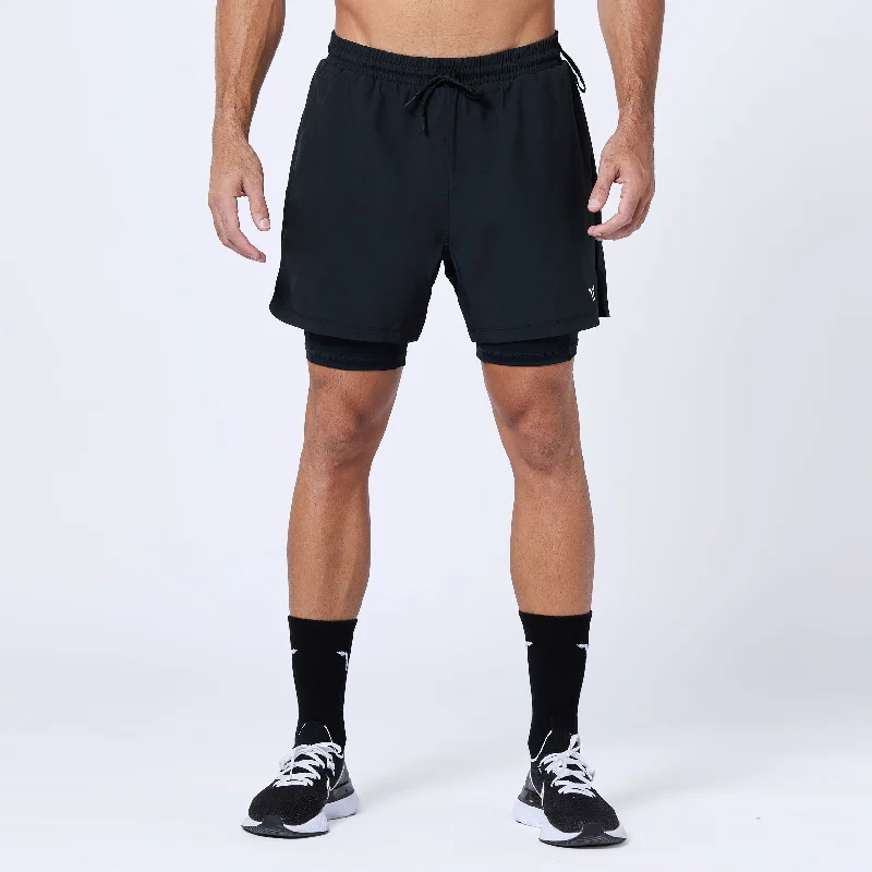 Men's plaid pattern wool blend shorts for a preppy fall styleEssential 5" Pro 2-In-1 Shorts - Black