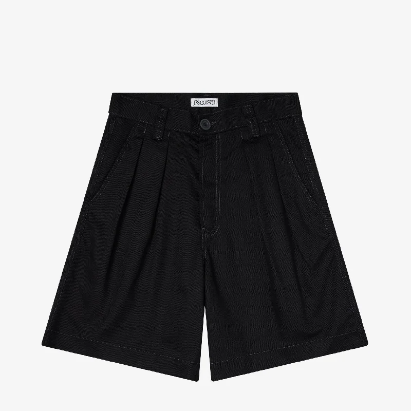 Men's plaid pattern wool blend shorts for a preppy fall stylePleated Oversized Shorts Black | Charcoal