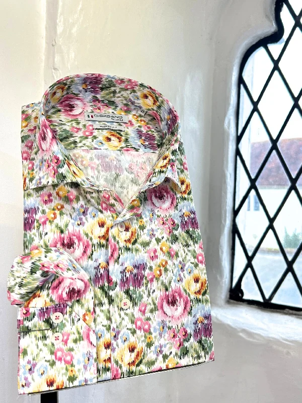 Men's Long - Line Oversized Casual Shirts in Dark Gray for a Relaxed and Modern LookLIBERTY PRINT LONG SLEEVE FLORAL SHIRT