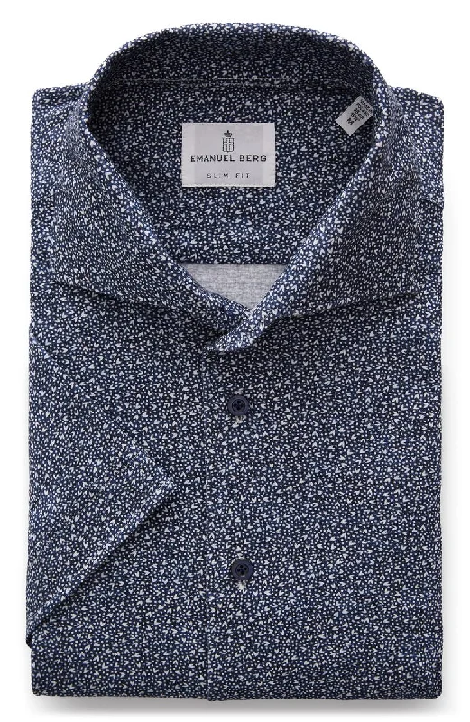 Men's Short - Sleeve Linen Casual Shirts in Light Khaki for a Breathable Summer OptionPremium Quality Jersey Knit Short Sleeve Shirt SF18585 Dark Blue