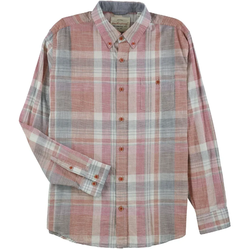 Men's Button - Down Oxford Casual Shirts in Crisp White for a Classic and Versatile StyleWeatherproof Mens Woven Button Up Shirt, Pink, Large