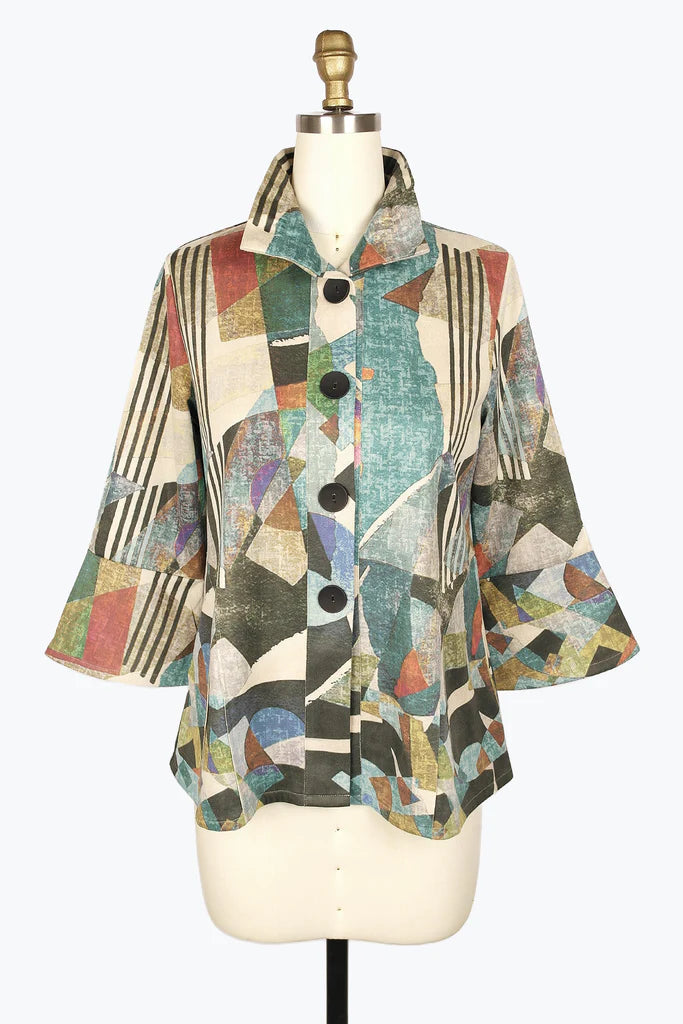 Windbreaker men jackets with UV protection for outdoor activitiesDamee Oil Painting Micro-Suede Jacket 4910-TEA