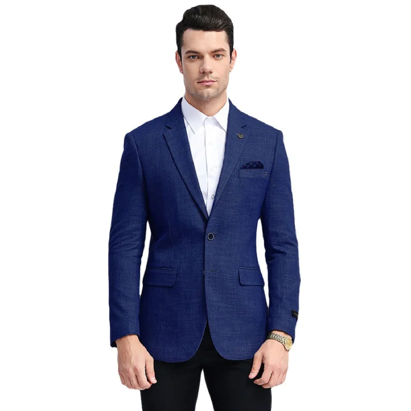 Athletic Fit Men's Olive Green Corduroy Blazer with Patch Pockets for a Rustic and Casual StyleGalaxy Garnish Collection: Navy Solid Color Slim Fit Blazer
