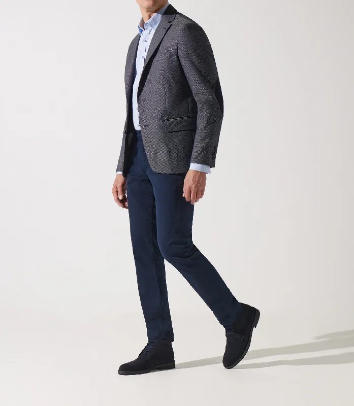 Tall Men's Black Leather Blazer with Zipper Details for a Modern and Edgy LookVeste casual 2 boutons marine DEYTON