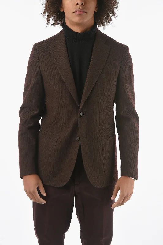 Stylish men coats with a double - breasted design for a formal lookCorneliani CC COLLECTION Half-lined REWARD Jacquard Velour Blazer