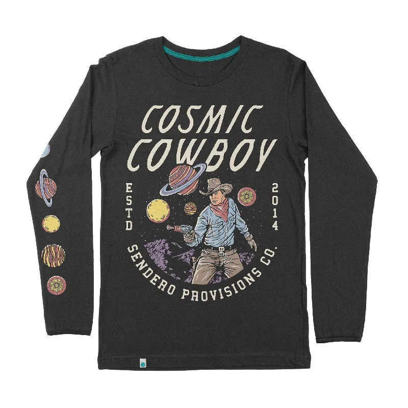 Men's anti - wrinkle long sleeve travel shirts for hassle - free tripsCosmic Cowboy Long Sleeve T-Shirt