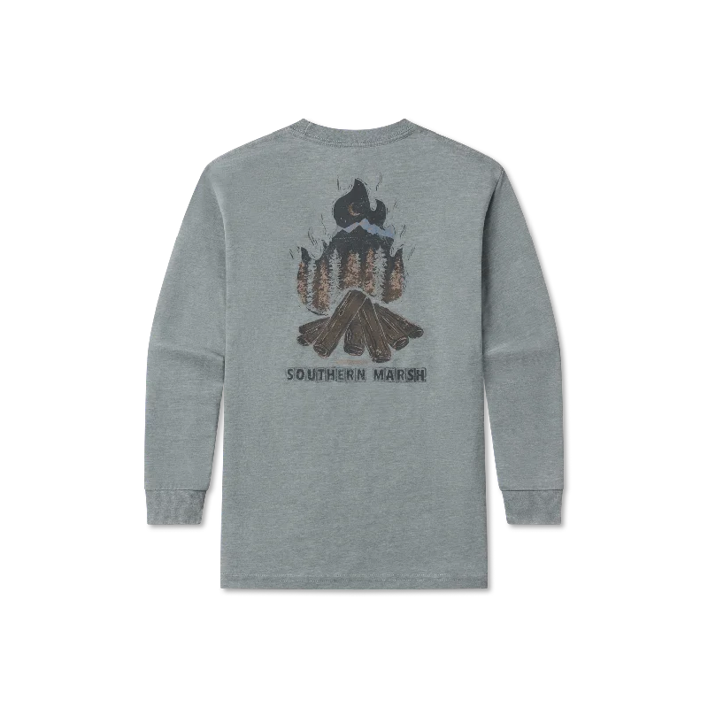 Men's long sleeve polo shirts with a contrast placket for added styleYouth SEAWASH™ Tee - Campfire - Long Sleeve