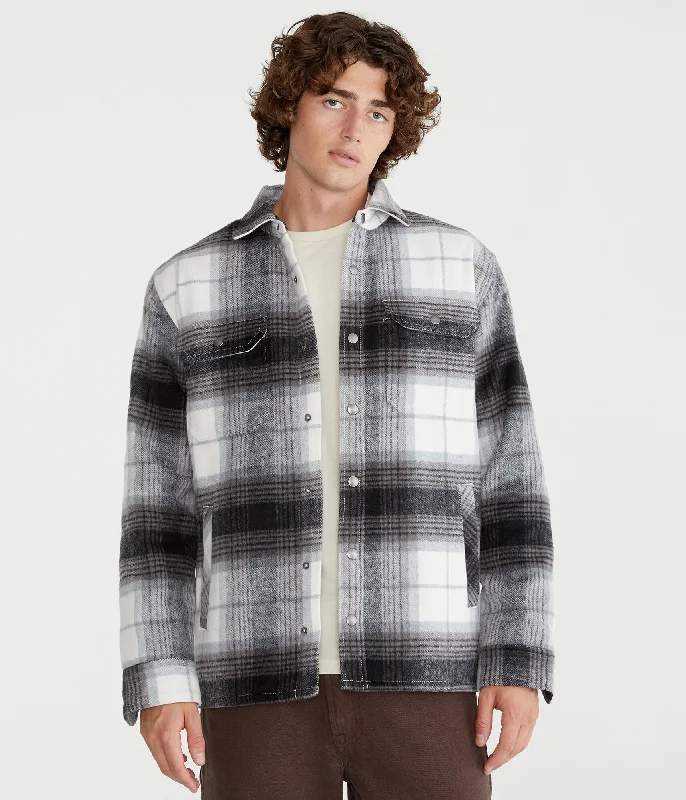 Men's thermal t - shirts with a high - neck design for cold weatherAeropostale Brushed Plaid Flannel Shacket