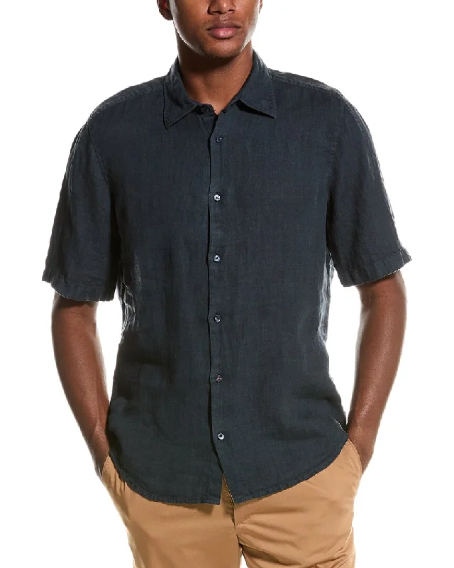 Men's slim - fit graphic t - shirts with vintage rock band printsBOSS Hugo Boss Rash Regular Fit Linen Shirt
