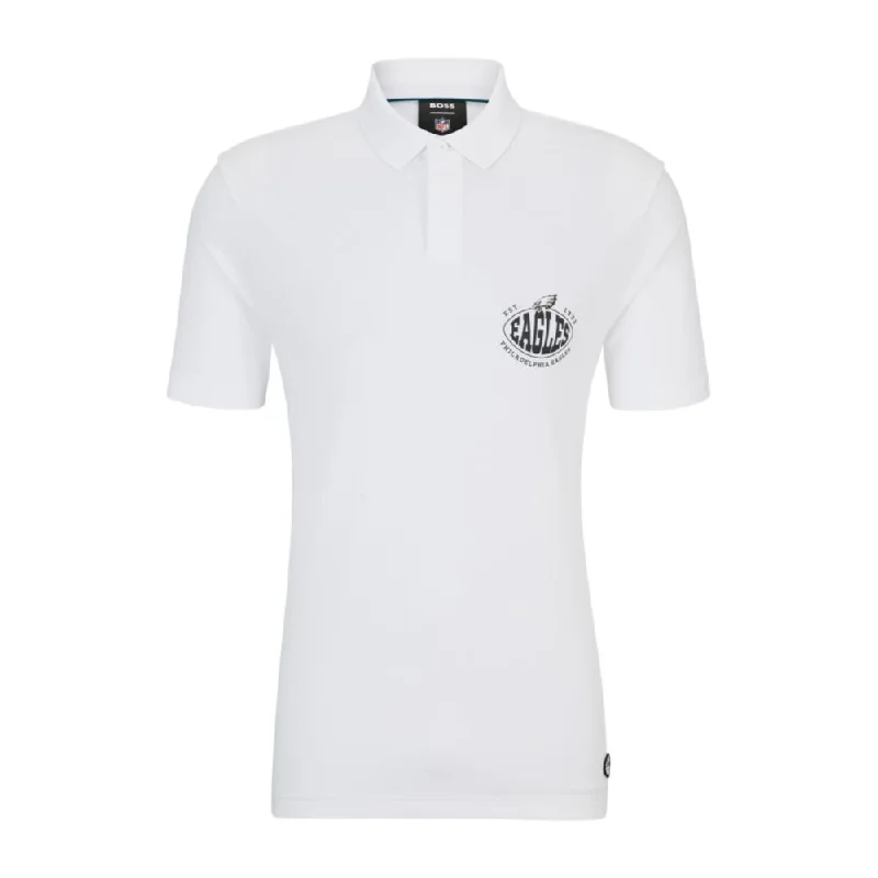 Men's eco - friendly recycled t - shirts for sustainable fashion choicesBOSS x NFL cotton-piqu polo shirt with collaborative branding