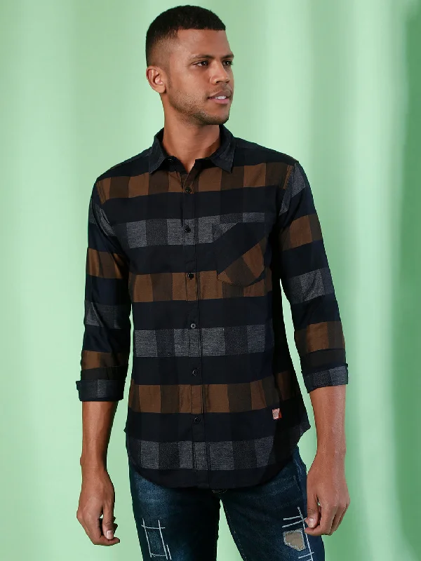 Men's lightweight performance t - shirts for running marathonsCampus Sutra Men Full Sleeve Checkered Casual Shirt