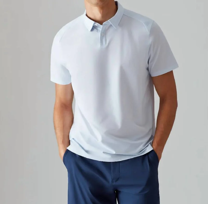 Men's antimicrobial t - shirts for odor - free freshness during travelCommuter Polo In Light Blue Micro Dot