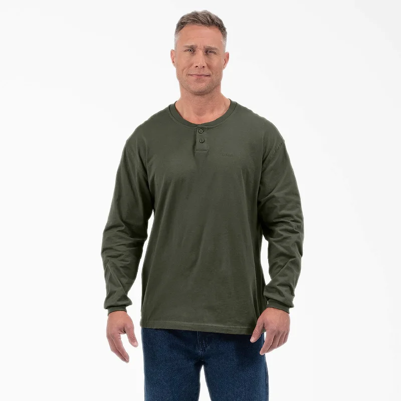 Men's button - front t - shirts with a unique artistic printDickies Long Sleeve Henley T-Shirt