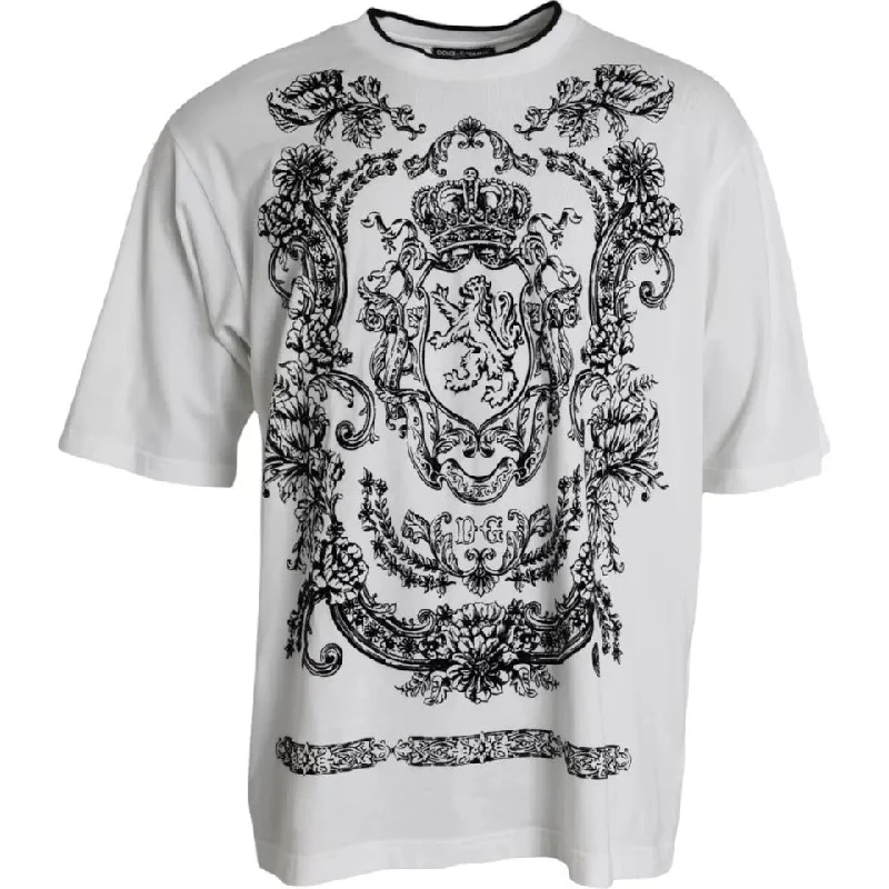 Men's plus - size pocket t - shirts with a classic lookDolce & Gabbana  Lion Crown Logo Cotton Crewneck Men's T-shirt (Pre-Owned)