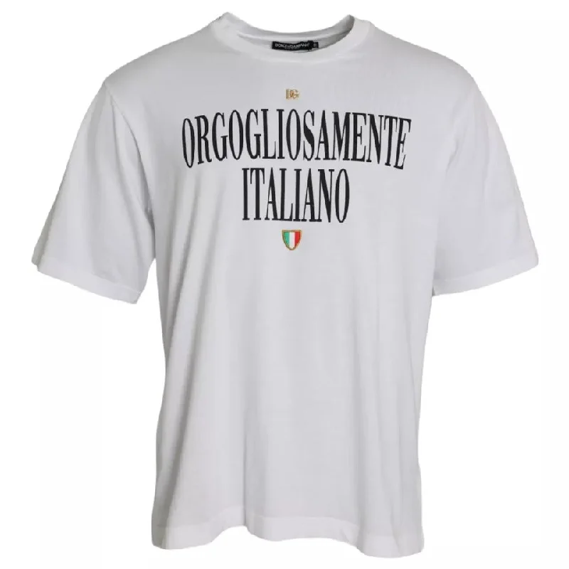 Men's smart - casual checkered t - shirts for semi - formal occasionsDolce & Gabbana  Logo Cotton Round Neck Short Sleeves Men's T-shirt (Pre-Owned)