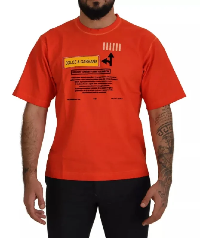 Men's polo t - shirts with a contrast collar for a preppy lookDolce & Gabbana  Logo Print Crewneck Cotton Men's T-shirt