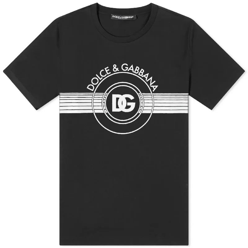 Men's polo t - shirts with a contrast collar for a preppy lookDolce & Gabbana Men's Crew Neck Interlocking Logo T-Shirt, Black