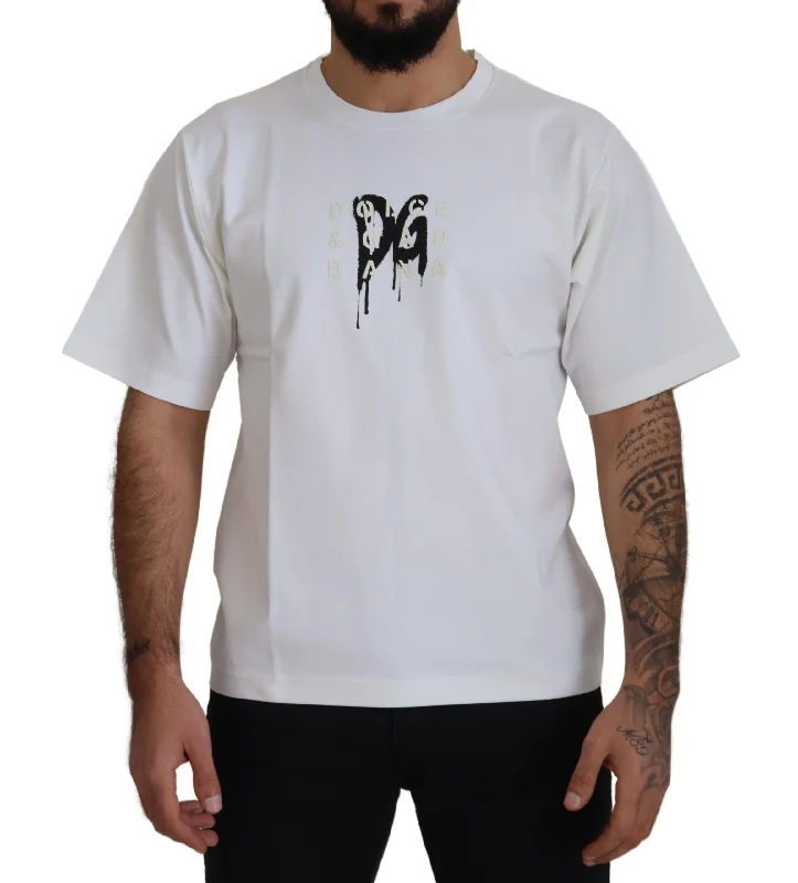 Men's mock - neck t - shirts with a modern and sleek styleDolce & Gabbana Timeless  Logo Crewneck Men's Tee