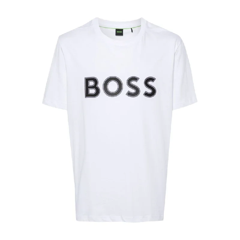 Men's v - neck muscle t - shirts for a body - building aestheticHugo Boss Men's Tee 1 Logo Short Sleeve Crew Neck T-Shirt, White