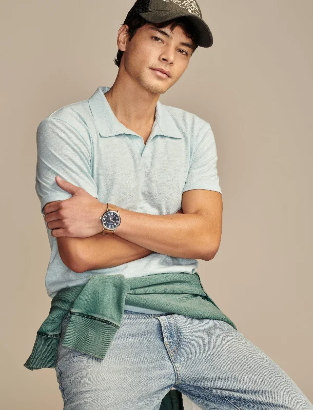 Men's eco - friendly recycled t - shirts for sustainable fashion choicesLucky Brand Men's Burnout Slub Jersey Johny Collar Polo