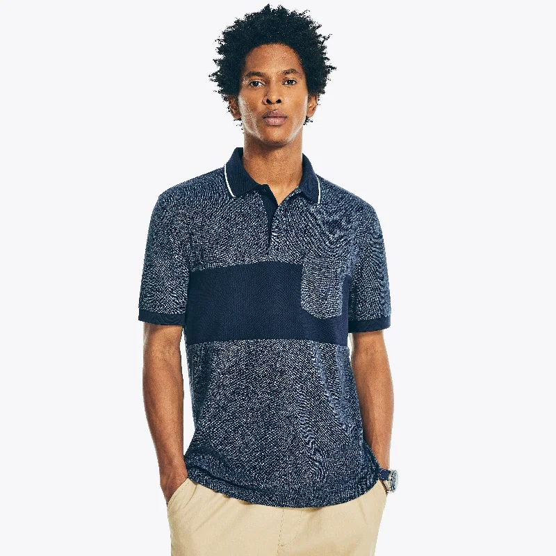 Men's distressed denim - look t - shirts with a rugged appealNautica Mens Sustainably Crafted Classic Fit Colorblock Polo