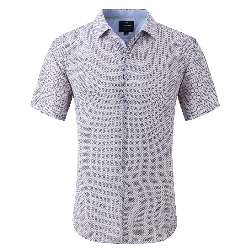 Men's polo t - shirts with a contrast collar for a preppy lookTom Baine Slim Fit Performance Short Sleeve Geometric Button Down